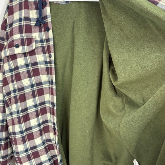 LL Bean Size XL Fleece Lined Hooded Shirt Jacket Shacket Plaid Flannel Pockets - Picture 8 of 9